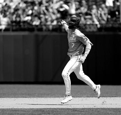 Bobby Witt Jr. of the Kansas City Royals rounds the bases after hitting a solo home run during the eighth inning against the Milwaukee Brewers at Kauffman Stadium on Wednesday, May 8, 2024, in Kansas City, Missouri. Jamie Squire | Getty Images | TNS